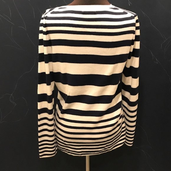 Gap - V-Neck Tunic Sweater 691508 | Navy Blue & White Stripes | Size Small - Picture 4 of 11